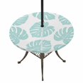 thumbnail image 1 of Round Outdoor Tablecloth with Umbrella Hole and Zipper, Aqua Monstera Leaf Tablecloth with Elastic Waterproof, Summer Tropical Plant Botanical Boho Patio Table Covers for 31" - 35" Pool Tables, 1 of 9