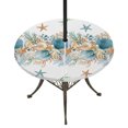 thumbnail image 1 of Round Outdoor Tablecloth with Umbrella Hole and Zipper, Beach Coastal Tablecloth with Elastic Waterproof, Nautical Shell Starfish Coral Summer Patio Table Covers for 36" - 44" Picnic Pool Tables, 1 of 9