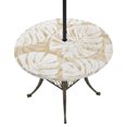 thumbnail image 1 of Round Outdoor Tablecloth with Umbrella Hole and Zipper, Beige Monstera Deliciosa Tablecloth with Elastic Waterproof, Tropical Summer Botanical Patio Table Covers for 31" - 35" Picnic Pool Tables, 1 of 9
