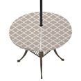 thumbnail image 1 of Round Outdoor Tablecloth with Umbrella Hole and Zipper, Beige Moroccon Tablecloth with Elastic Waterproof, Farmhouse Minimalist Abstract Geometric Patio Table Covers for 31" - 35" Picnic Pool Tables, 1 of 9