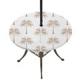 thumbnail image 1 of Round Outdoor Tablecloth with Umbrella Hole and Zipper, Beige Palm Trees Tablecloth with Elastic Waterproof, Tropical Summer Beach Botanical Patio Table Covers for 45" - 54" Picnic Pool Tables, 1 of 9