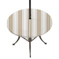 thumbnail image 1 of Round Outdoor Tablecloth with Umbrella Hole and Zipper, Beige Striped Tablecloth with Elastic Waterproof, Modern Thin Line Vertical Stripes Patio Table Covers for 31" - 35" Picnic Pool Tables, 1 of 9