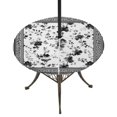 thumbnail image 1 of Round Outdoor Tablecloth with Umbrella Hole and Zipper, Black Floral Tablecloth with Elastic Waterproof, Retro Flowers Leaves Farmhouse Greek Key Patio Table Covers for 36" - 44" Picnic Pool Tables, 1 of 9