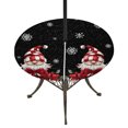 thumbnail image 1 of Round Outdoor Tablecloth with Umbrella Hole and Zipper, Black Gnomes Christmas Fitted Table Cover with Elastic Edge for 36-44 Inch, Snowflake Xmas Poinsettia Waterproof Patio Tablecoths for Picnic, 1 of 9