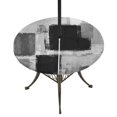 thumbnail image 1 of Round Outdoor Tablecloth with Umbrella Hole and Zipper, Black Grey Ombre Fitted Table Cover with Elastic Edge for 31-35 Inch, Vintage Abstract Smear Aesthetics Waterproof Patio Tablecoths for Picnic, 1 of 9