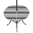 thumbnail image 1 of Round Outdoor Tablecloth with Umbrella Hole and Zipper, Black Grey Striped Tablecloth with Elastic Waterproof, Horizontal Lines Simple Minimalist Patio Table Covers for 36" - 44" Picnic Pool Tables, 1 of 9