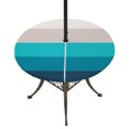 thumbnail image 1 of Round Outdoor Tablecloth with Umbrella Hole and Zipper, Blue Aqua Ombre Fitted Table Cover with Elastic Edge for 45-54 Inch, Modern Abstract Art Farmhouse Striped Waterproof Patio Tablecoths, 1 of 9