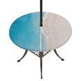 thumbnail image 1 of Round Outdoor Tablecloth with Umbrella Hole and Zipper, Blue Beige Ombre Coastal Tablecloth with Elastic Waterproof, Summer Beach Seaside Vacation Patio Table Covers for 31" - 35" Picnic Pool Tables, 1 of 9