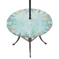 thumbnail image 1 of Round Outdoor Tablecloth with Umbrella Hole and Zipper, Blue Coastal Tablecloth with Elastic Waterproof, Summer Nautical Beach Coral Starfish Patio Table Covers for 36" - 44" Picnic Pool Tables, 1 of 9