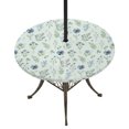 thumbnail image 1 of Round Outdoor Tablecloth with Umbrella Hole and Zipper, Blue Floral Spring Tablecloth with Elastic Waterproof, Sage Green Farmhouse Botanical Chic Patio Table Covers for 31" - 35" Picnic Pool Tables, 1 of 9