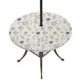 thumbnail image 1 of Round Outdoor Tablecloth with Umbrella Hole and Zipper, Blue Floral Spring Tablecloth with Elastic Waterproof, Vintage Farmhouse Green Botanical Chic Patio Table Covers for 55" - 60" Pool Tables, 1 of 9