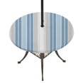 thumbnail image 1 of Round Outdoor Tablecloth with Umbrella Hole and Zipper, Blue Gray Stripes Tablecloth with Elastic Waterproof, Contemporary Minimalist Abstract Lines Patio Table Covers for 31" - 35" Pool Tables, 1 of 9