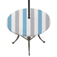 thumbnail image 1 of Round Outdoor Tablecloth with Umbrella Hole and Zipper, Blue Grey Striped Tablecloth with Elastic Waterproof, Geometric Vertical Stripes Minimalist Patio Table Covers for 55" - 60" Pool Tables, 1 of 9