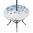 thumbnail image 1 of Round Outdoor Tablecloth with Umbrella Hole and Zipper, Blue Leaves Tablecloth with Elastic Waterproof, Summer Botanical Patio Table Covers for 36" - 44" Picnic Pool Tables, 1 of 9