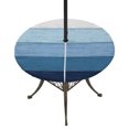thumbnail image 1 of Round Outdoor Tablecloth with Umbrella Hole and Zipper, Blue Ombre Fitted Table Cover with Elastic Edge for 31-35 Inch, Farmhouse Vintage Wooden Striped Waterproof Patio Tablecoths for Picnic, 1 of 9