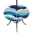 thumbnail image 1 of Round Outdoor Tablecloth with Umbrella Hole and Zipper, Blue Ombre Fitted Table Cover with Elastic Edge for 45-54 Inch, Modern Geometric Abstract Art Moire Waterproof Patio Tablecoths for Picnic, 1 of 9