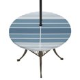 thumbnail image 1 of Round Outdoor Tablecloth with Umbrella Hole and Zipper, Blue Ombre Stripe Tablecloth with Elastic Waterproof, Farmhouse Striped Gradient Patio Table Covers for 45" - 54" Picnic Pool Tables, 1 of 9