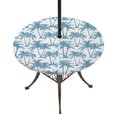 thumbnail image 1 of Round Outdoor Tablecloth with Umbrella Hole and Zipper, Blue Palm Tree Tablecloth with Elastic Waterproof, Coastal Trees Summer Tropical Botanical Patio Table Covers for 55" - 60" Picnic Pool Tables, 1 of 9