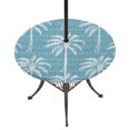 thumbnail image 1 of Round Outdoor Tablecloth with Umbrella Hole and Zipper, Blue Palm Tree Tablecloth with Elastic Waterproof, Summer Botanical Tropical Tree Patio Table Covers for 31" - 35" Picnic Pool Tables, 1 of 9