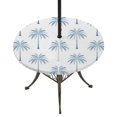 thumbnail image 1 of Round Outdoor Tablecloth with Umbrella Hole and Zipper, Blue Palm Trees Tablecloth with Elastic Waterproof, Tropical Summer Beach Botanical Patio Table Covers for 45" - 54" Picnic Pool Tables, 1 of 9