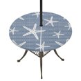 thumbnail image 1 of Round Outdoor Tablecloth with Umbrella Hole and Zipper, Blue Starfish Coastal Tablecloth with Elastic Waterproof, Summer Beach Nautical Sea Ocean Patio Table Covers for 55" - 60" Picnic Pool Tables, 1 of 9