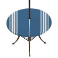 thumbnail image 1 of Round Outdoor Tablecloth with Umbrella Hole and Zipper, Blue Striped Fitted Table Cover with Elastic Edge for 55-60 Inch, Farmhouse Blue White Stripes Aesthetics Waterproof Patio Tablecoths, 1 of 9
