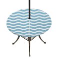 thumbnail image 1 of Round Outdoor Tablecloth with Umbrella Hole and Zipper, Blue White Tablecloth with Elastic Waterproof, Modern Abstract Waves Water Ripple Striped Patio Table Covers for 45" - 54" Picnic Pool Tables, 1 of 9