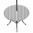 thumbnail image 1 of Round Outdoor Tablecloth with Umbrella Hole and Zipper, Boho Grey Tablecloth with Elastic Waterproof, Minimalist Farmhouse Striped Patio Table Covers for 55" - 60" Picnic Pool Tables, 1 of 9