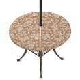 thumbnail image 1 of Round Outdoor Tablecloth with Umbrella Hole and Zipper, Botanical Rose Bud Tablecloth with Elastic Waterproof, Vintage Brown Floral Leaves Farmhouse Patio Table Covers for 55" - 60" Pool Tables, 1 of 9
