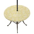 thumbnail image 1 of Round Outdoor Tablecloth with Umbrella Hole and Zipper, Botanical Rose Tablecloth with Elastic Waterproof, Vintage Yellow Floral Leaf Summer Farmhouse Patio Table Covers for 55" - 60" Pool Tables, 1 of 9