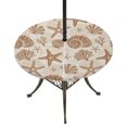 thumbnail image 1 of Round Outdoor Tablecloth with Umbrella Hole and Zipper, Brown Coastal Summer Tablecloth with Elastic Waterproof, Coral Shell Starfish Nautical Retro Patio Table Covers for 45" - 54" Pool Tables, 1 of 9