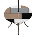 thumbnail image 1 of Round Outdoor Tablecloth with Umbrella Hole and Zipper, Brown Grey Tablecloth with Elastic Waterproof, Modern Brown Geometric Patio Table Covers for 36" - 44" Picnic Pool Tables, 1 of 9