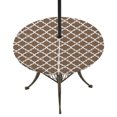 thumbnail image 1 of Round Outdoor Tablecloth with Umbrella Hole and Zipper, Brown Moroccon Tablecloth with Elastic Waterproof, Retro Country Minimalist Abstract Motifs Patio Table Covers for 36" - 44" Pool Tables, 1 of 9