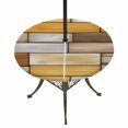 thumbnail image 1 of Round Outdoor Tablecloth with Umbrella Hole and Zipper, Brown Yellow Vintage Tablecloth with Elastic Waterproof, Retro Farmhouse Elegant Pastoral Patio Table Covers for 55" - 60" Picnic Pool Tables, 1 of 9