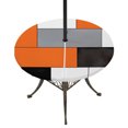 thumbnail image 1 of Round Outdoor Tablecloth with Umbrella Hole and Zipper, Burnt Orange Black Grey Tablecloth with Elastic Waterproof, Modern Irregular Geometric Abstract Patio Table Covers for 55" - 60" Pool Tables, 1 of 9