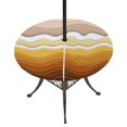 thumbnail image 1 of Round Outdoor Tablecloth with Umbrella Hole and Zipper, Burnt Orange Ombre Stripe Tablecloth with Elastic Waterproof, Abstract Summer Beach Coastal Patio Table Covers for 31" - 35" Pool Tables, 1 of 9
