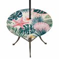thumbnail image 1 of Round Outdoor Tablecloth with Umbrella Hole and Zipper, Coastal Botanical Tablecloth with Elastic Waterproof, Palm Leaves Beach Starfish Shell Summer Patio Table Covers for 55" - 60" Pool Tables, 1 of 9