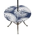 thumbnail image 1 of Round Outdoor Tablecloth with Umbrella Hole and Zipper, Coastal Shell Navy Blue Tablecloth with Elastic Waterproof, Summer Ocean Shell Beach Patio Table Covers for 36" - 44" Picnic Pool Tables, 1 of 9