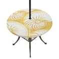 thumbnail image 1 of Round Outdoor Tablecloth with Umbrella Hole and Zipper, Coastal Shell Yellow Tablecloth with Elastic Waterproof, Summer Ocean Shell Beach Patio Table Covers for 55" - 60" Picnic Pool Tables, 1 of 9