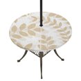 thumbnail image 1 of Round Outdoor Tablecloth with Umbrella Hole and Zipper, Cream Leaves Tablecloth with Elastic Waterproof, Summer Farmhouse Botanical Leaf Boho Branch Patio Table Covers for 36" - 44" Pool Tables, 1 of 9