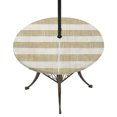 thumbnail image 1 of Round Outdoor Tablecloth with Umbrella Hole and Zipper, Cream Striped Fitted Table Cover with Elastic Edge for 31-35 Inch, Farmhouse Vintage Brown Stripes Waterproof Patio Tablecoths for Picnic, 1 of 9