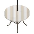 thumbnail image 1 of Round Outdoor Tablecloth with Umbrella Hole and Zipper, Cream Striped Tablecloth with Elastic Waterproof, Modern Thin Line Vertical Stripes Patio Table Covers for 36" - 44" Picnic Pool Tables, 1 of 9
