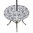 thumbnail image 1 of Round Outdoor Tablecloth with Umbrella Hole and Zipper, Dark Blue Flowers Tablecloth with Elastic Waterproof, Pastoral Vintage Farmhouse Leaf Spring Patio Table Covers for 31" - 35" Pool Tables, 1 of 9