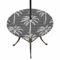 thumbnail image 1 of Round Outdoor Tablecloth with Umbrella Hole and Zipper, Dark Grey Palm Tree Tablecloth with Elastic Waterproof, Summer Botanical Tropical Tree Patio Table Covers for 31" - 35" Picnic Pool Tables, 1 of 9
