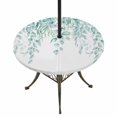 thumbnail image 1 of Round Outdoor Tablecloth with Umbrella Hole and Zipper, Eucalyptus Leaves Tablecloth with Elastic Waterproof, Turquoise Summer Botanical Weeping Patio Table Covers for 45" - 54" Picnic Pool Tables, 1 of 9