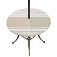 thumbnail image 1 of Round Outdoor Tablecloth with Umbrella Hole and Zipper, Farmhouse Cream Striped Tablecloth with Elastic Waterproof, Modern Minimalist Stripes Patio Table Covers for 31" - 35" Picnic Pool Tables, 1 of 9