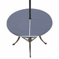 thumbnail image 1 of Round Outdoor Tablecloth with Umbrella Hole and Zipper, Farmhouse Navy Blue White Striped Tablecloth with Elastic Waterproof, Modern Stripes Patio Table Covers for 31" - 35" Picnic Pool Tables, 1 of 9