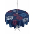 thumbnail image 1 of Round Outdoor Tablecloth With Umbrella Hole And Zipper– Fireworks 4th of July Waterproof Patio Table Cover for Party, Picnic, Backyard, 60" Dia. , Patriotic Red, White, and Blue Stars, 1 of 8