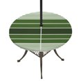 thumbnail image 1 of Round Outdoor Tablecloth with Umbrella Hole and Zipper, Forest Green Ombre Stripe Tablecloth with Elastic Waterproof, Farmhouse Striped Gradient Patio Table Covers for 36" - 44" Picnic Pool Tables, 1 of 9