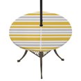 thumbnail image 1 of Round Outdoor Tablecloth with Umbrella Hole and Zipper, Ginger Yellow Stripes Tablecloth with Elastic Waterproof, Modern Minimalist Horizontal Lines Patio Table Covers for 45" - 54" Pool Tables, 1 of 9